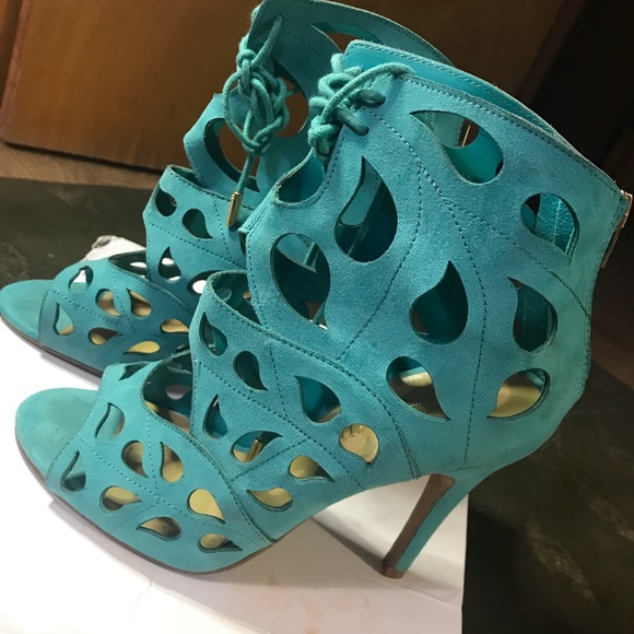 Aldo Aqua Zip up Lace up Heels - Picture 1 of 5